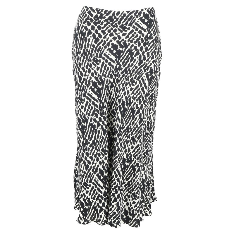Ba&Sh Oddy Printed Midi Skirt In Black And White Viscose